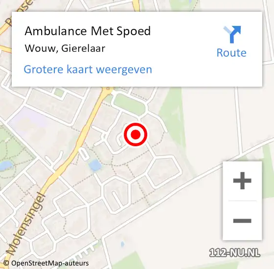 Locatie op kaart van de 112 melding: Ambulance Met Spoed Naar Wouw, Gierelaar op 4 augustus 2017 14:22