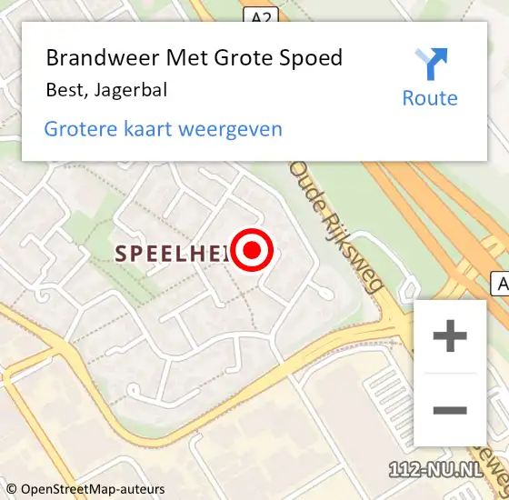 Locatie op kaart van de 112 melding: Brandweer Met Grote Spoed Naar Best, Jagerbal op 4 augustus 2017 14:28