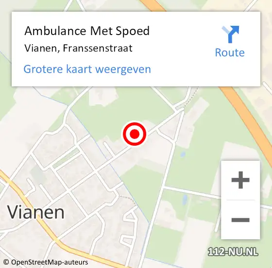 Locatie op kaart van de 112 melding: Ambulance Met Spoed Naar Vianen, Franssenstraat op 4 augustus 2017 14:41