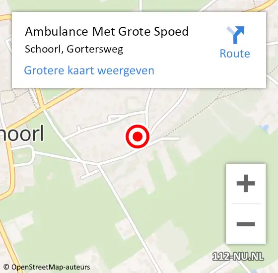 Locatie op kaart van de 112 melding: Ambulance Met Grote Spoed Naar Schoorl, Gortersweg op 4 augustus 2017 14:57