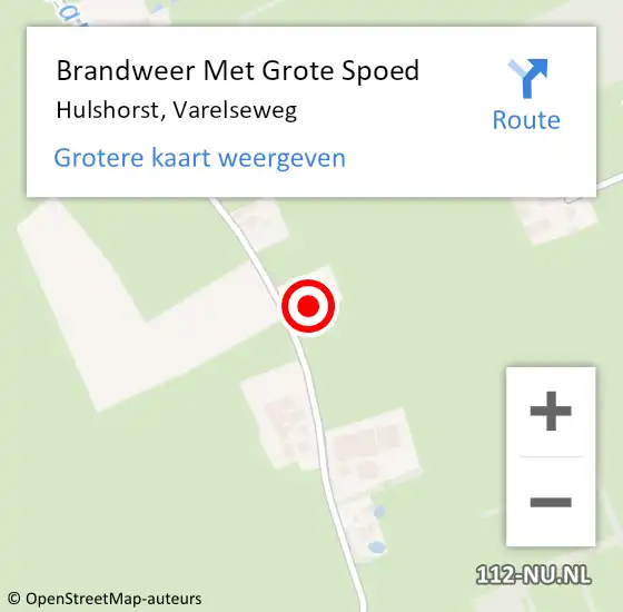 Locatie op kaart van de 112 melding: Brandweer Met Grote Spoed Naar Hulshorst, Varelseweg op 4 augustus 2017 16:20