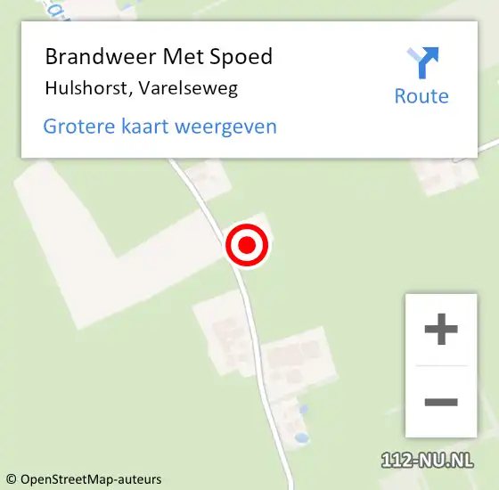 Locatie op kaart van de 112 melding: Brandweer Met Spoed Naar Hulshorst, Varelseweg op 4 augustus 2017 16:28