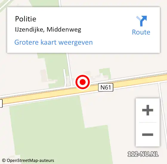 Locatie op kaart van de 112 melding: Politie IJzendijke, Middenweg op 4 augustus 2017 16:38