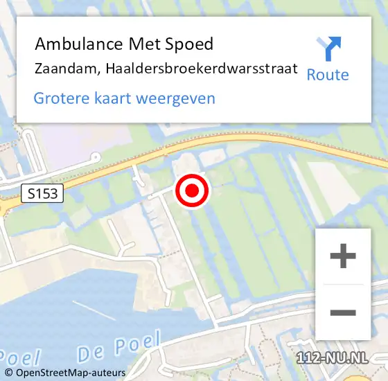 Locatie op kaart van de 112 melding: Ambulance Met Spoed Naar Zaandam, Haaldersbroekerdwarsstraat op 4 augustus 2017 17:07