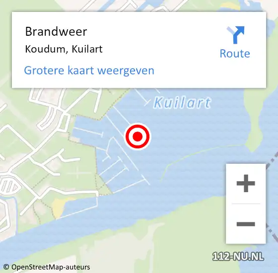 Locatie op kaart van de 112 melding: Brandweer Koudum, Kuilart op 4 augustus 2017 17:07