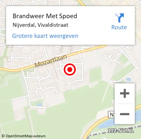 Locatie op kaart van de 112 melding: Brandweer Met Spoed Naar Nijverdal, Vivaldistraat op 4 augustus 2017 17:09