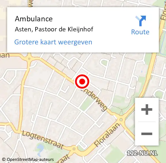 Locatie op kaart van de 112 melding: Ambulance Asten, Pastoor de Kleijnhof op 4 augustus 2017 17:34