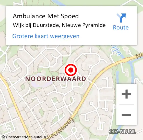 Locatie op kaart van de 112 melding: Ambulance Met Spoed Naar Wijk bij Duurstede, Nieuwe Pyramide op 28 januari 2014 23:25