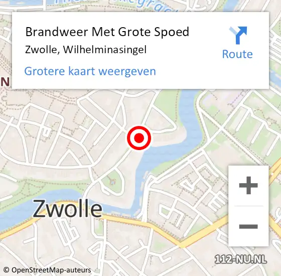 Locatie op kaart van de 112 melding: Brandweer Met Grote Spoed Naar Zwolle, Wilhelminasingel op 4 augustus 2017 18:49