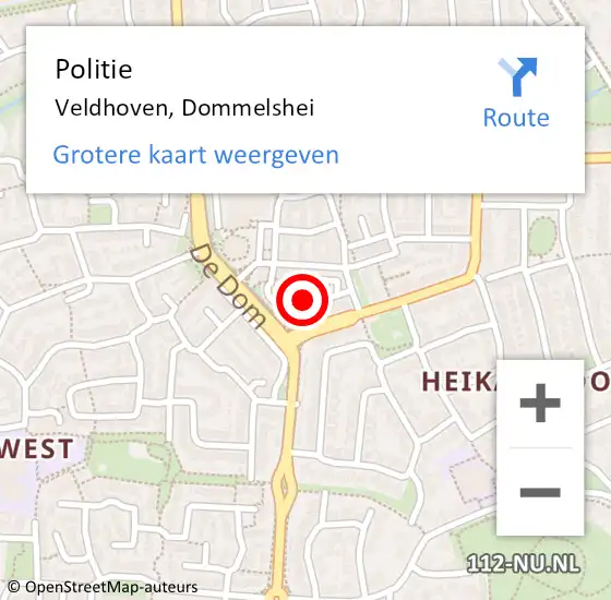 Locatie op kaart van de 112 melding: Politie Veldhoven, Dommelshei op 28 januari 2014 23:34