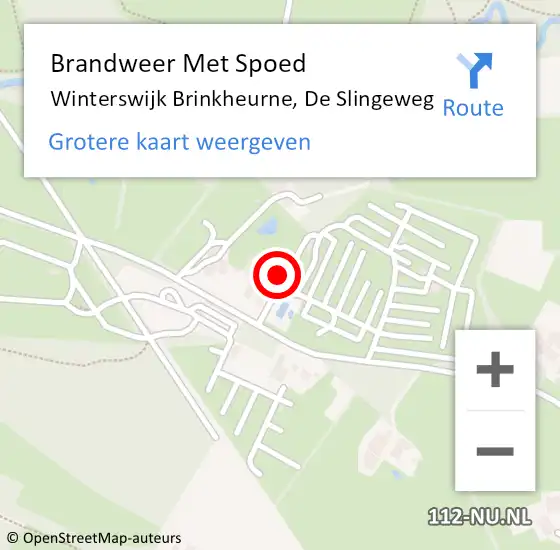 Locatie op kaart van de 112 melding: Brandweer Met Spoed Naar Winterswijk Brinkheurne, De Slingeweg op 4 augustus 2017 19:25