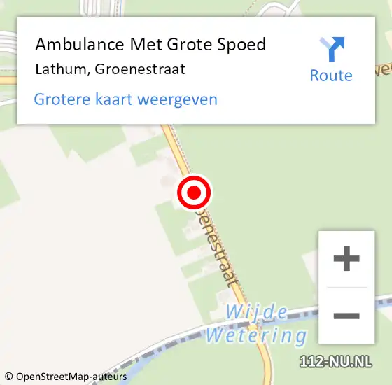 Locatie op kaart van de 112 melding: Ambulance Met Grote Spoed Naar Lathum, Groenestraat op 4 augustus 2017 19:39