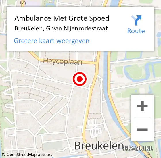 Locatie op kaart van de 112 melding: Ambulance Met Grote Spoed Naar Breukelen, G van Nijenrodestraat op 4 augustus 2017 19:43