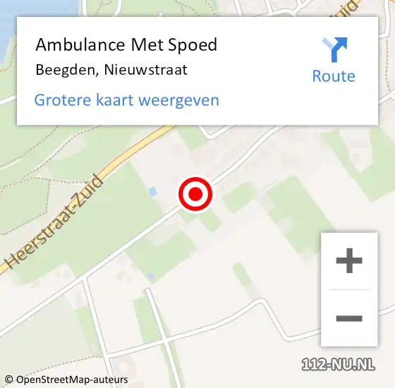 Locatie op kaart van de 112 melding: Ambulance Met Spoed Naar Beegden, Nieuwstraat op 4 augustus 2017 20:45