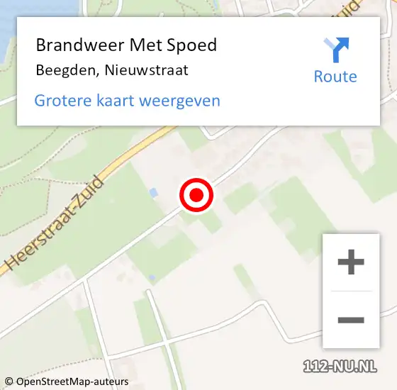 Locatie op kaart van de 112 melding: Brandweer Met Spoed Naar Beegden, Nieuwstraat op 4 augustus 2017 21:20