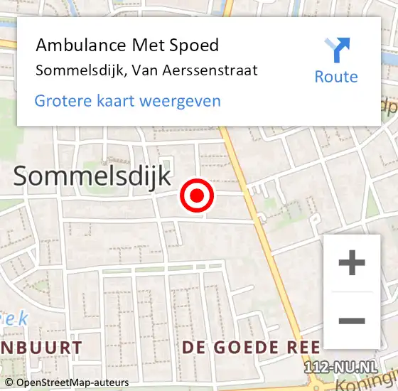 Locatie op kaart van de 112 melding: Ambulance Met Spoed Naar Sommelsdijk, Van Aerssenstraat op 4 augustus 2017 21:40