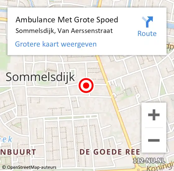 Locatie op kaart van de 112 melding: Ambulance Met Grote Spoed Naar Sommelsdijk, Van Aerssenstraat op 4 augustus 2017 21:42