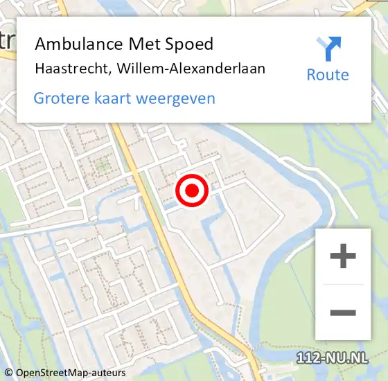 Locatie op kaart van de 112 melding: Ambulance Met Spoed Naar Haastrecht, Willem-Alexanderlaan op 4 augustus 2017 21:52