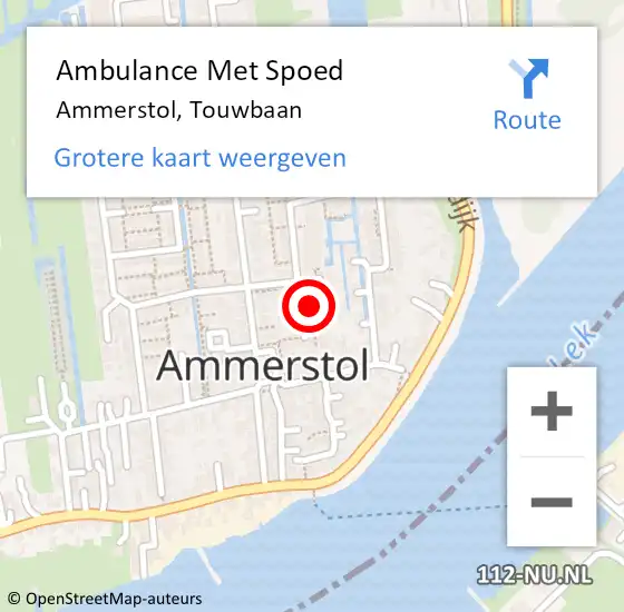 Locatie op kaart van de 112 melding: Ambulance Met Spoed Naar Ammerstol, Touwbaan op 4 augustus 2017 22:07