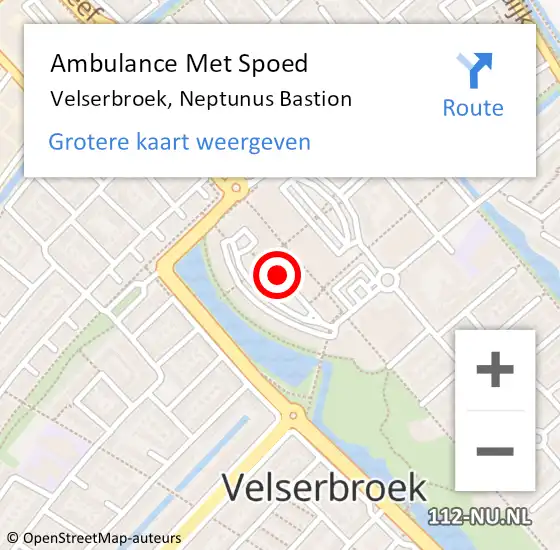 Locatie op kaart van de 112 melding: Ambulance Met Spoed Naar Velserbroek, Neptunus Bastion op 5 augustus 2017 00:03