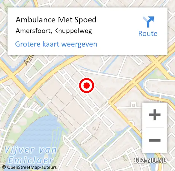 Locatie op kaart van de 112 melding: Ambulance Met Spoed Naar Amersfoort, Knuppelweg op 5 augustus 2017 00:35