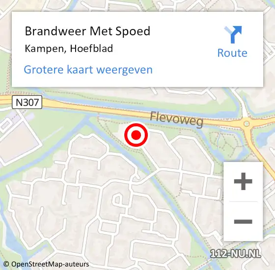 Locatie op kaart van de 112 melding: Brandweer Met Spoed Naar Kampen, Hoefblad op 29 januari 2014 00:26