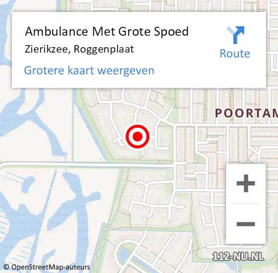 Locatie op kaart van de 112 melding: Ambulance Met Grote Spoed Naar Zierikzee, Roggenplaat op 5 augustus 2017 01:47