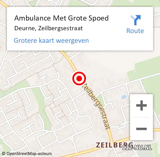 Locatie op kaart van de 112 melding: Ambulance Met Grote Spoed Naar Deurne, Zeilbergsestraat op 5 augustus 2017 03:27