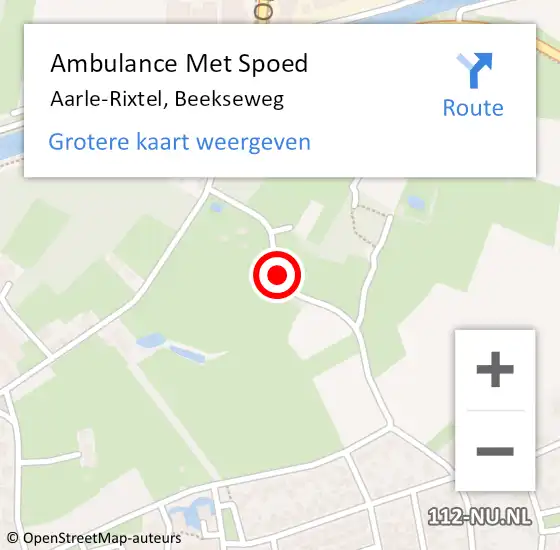 Locatie op kaart van de 112 melding: Ambulance Met Spoed Naar Aarle-Rixtel, Beekseweg op 5 augustus 2017 04:23