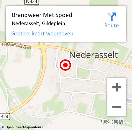 Locatie op kaart van de 112 melding: Brandweer Met Spoed Naar Nederasselt, Gildeplein op 5 augustus 2017 05:16