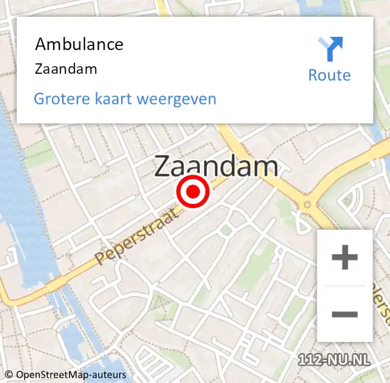Locatie op kaart van de 112 melding: Ambulance Zaandam op 5 augustus 2017 05:44