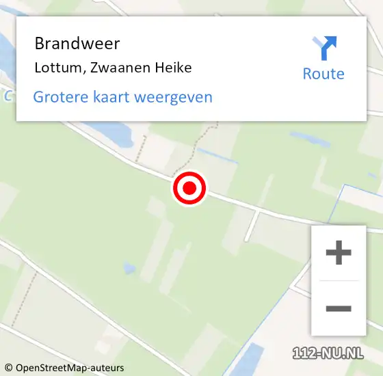 Locatie op kaart van de 112 melding: Brandweer Lottum, Zwaanen Heike op 5 augustus 2017 06:27