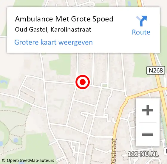 Locatie op kaart van de 112 melding: Ambulance Met Grote Spoed Naar Oud Gastel, Karolinastraat op 5 augustus 2017 06:52