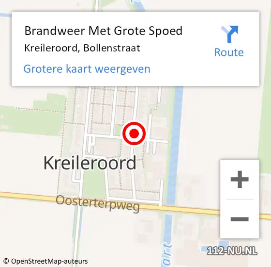 Locatie op kaart van de 112 melding: Brandweer Met Grote Spoed Naar Kreileroord, Bollenstraat op 5 augustus 2017 08:37