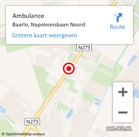 Locatie op kaart van de 112 melding: Ambulance Baarlo, Napoleonsbaan Noord op 5 augustus 2017 08:46