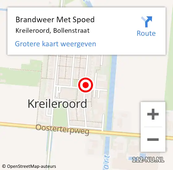 Locatie op kaart van de 112 melding: Brandweer Met Spoed Naar Kreileroord, Bollenstraat op 5 augustus 2017 09:13