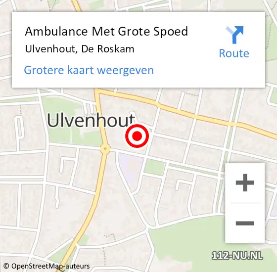 Locatie op kaart van de 112 melding: Ambulance Met Grote Spoed Naar Ulvenhout, De Roskam op 5 augustus 2017 09:51