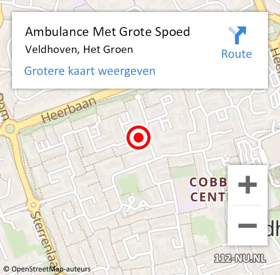 Locatie op kaart van de 112 melding: Ambulance Met Grote Spoed Naar Veldhoven, Het Groen op 5 augustus 2017 09:57