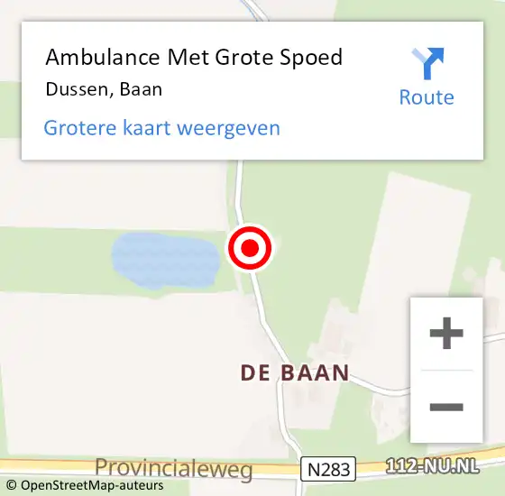 Locatie op kaart van de 112 melding: Ambulance Met Grote Spoed Naar Dussen, Baan op 5 augustus 2017 11:30