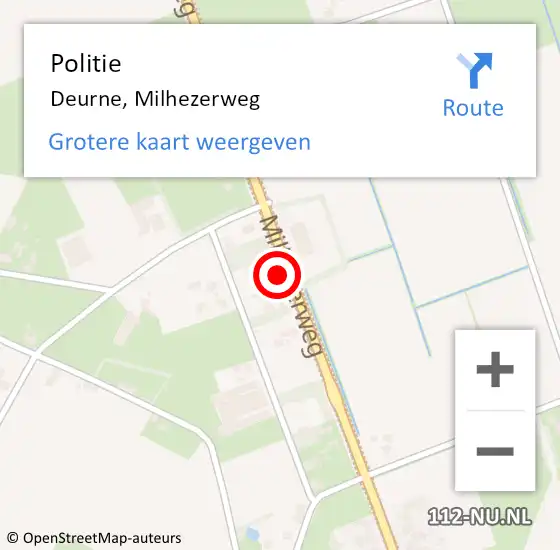 Locatie op kaart van de 112 melding: Politie Deurne, Milhezerweg op 5 augustus 2017 11:32