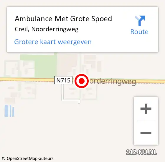 Locatie op kaart van de 112 melding: Ambulance Met Grote Spoed Naar Creil, Noorderringweg op 5 augustus 2017 11:34