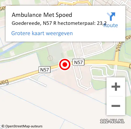Locatie op kaart van de 112 melding: Ambulance Met Spoed Naar Goedereede, N57 R hectometerpaal: 23,2 op 5 augustus 2017 11:53