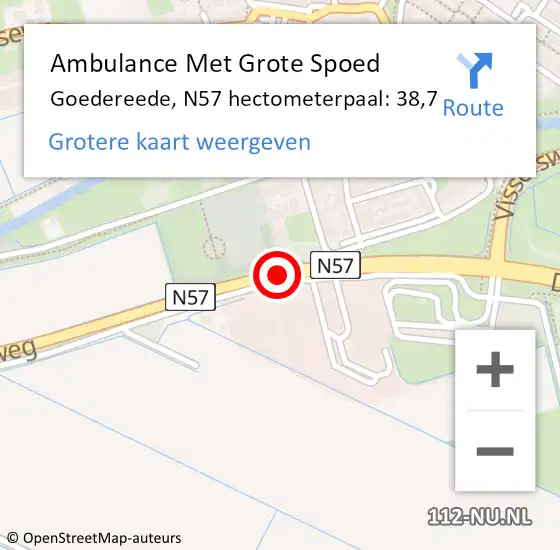 Locatie op kaart van de 112 melding: Ambulance Met Grote Spoed Naar Goedereede, N57 R hectometerpaal: 23,2 op 5 augustus 2017 11:56
