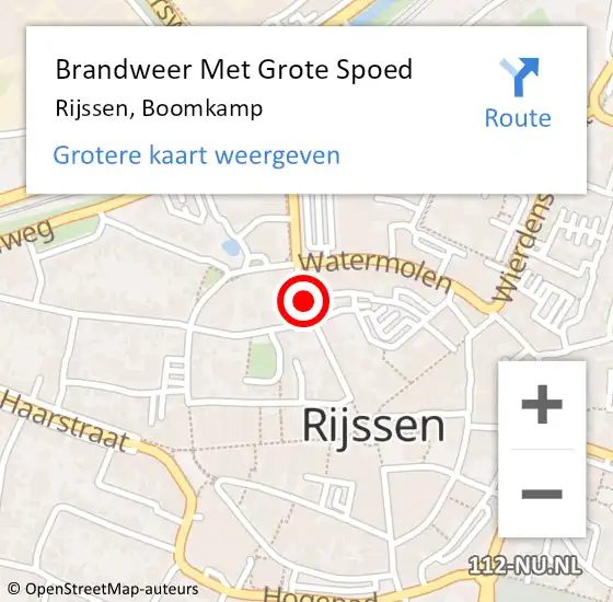 Locatie op kaart van de 112 melding: Brandweer Met Grote Spoed Naar Rijssen, Boomkamp op 5 augustus 2017 12:34