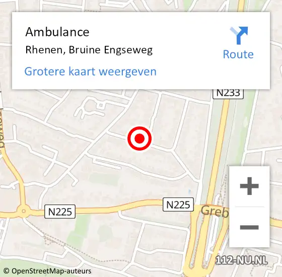 Locatie op kaart van de 112 melding: Ambulance Rhenen, Bruine Engseweg op 5 augustus 2017 12:56