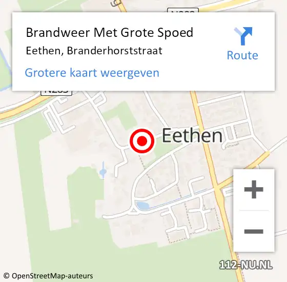 Locatie op kaart van de 112 melding: Brandweer Met Grote Spoed Naar Eethen, Branderhorststraat op 5 augustus 2017 12:56