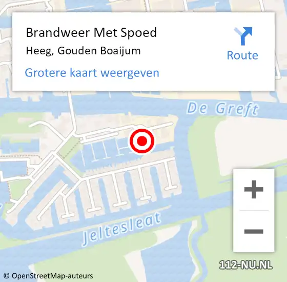 Locatie op kaart van de 112 melding: Brandweer Met Spoed Naar Heeg, Gouden Boaijum op 5 augustus 2017 13:16