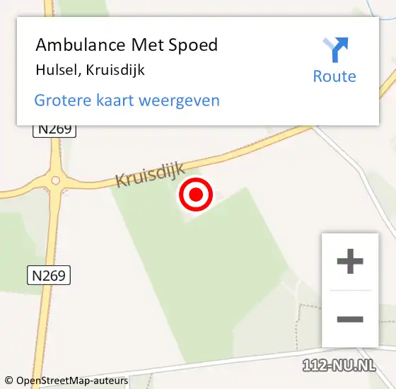 Locatie op kaart van de 112 melding: Ambulance Met Spoed Naar Hulsel, Kruisdijk op 5 augustus 2017 13:59