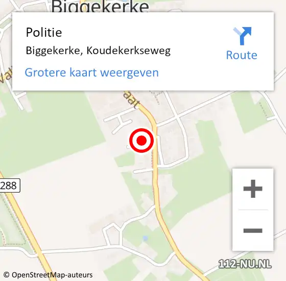 Locatie op kaart van de 112 melding: Politie Biggekerke, Koudekerkseweg op 5 augustus 2017 15:35