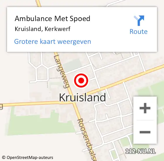 Locatie op kaart van de 112 melding: Ambulance Met Spoed Naar Kruisland, Kerkwerf op 5 augustus 2017 16:10